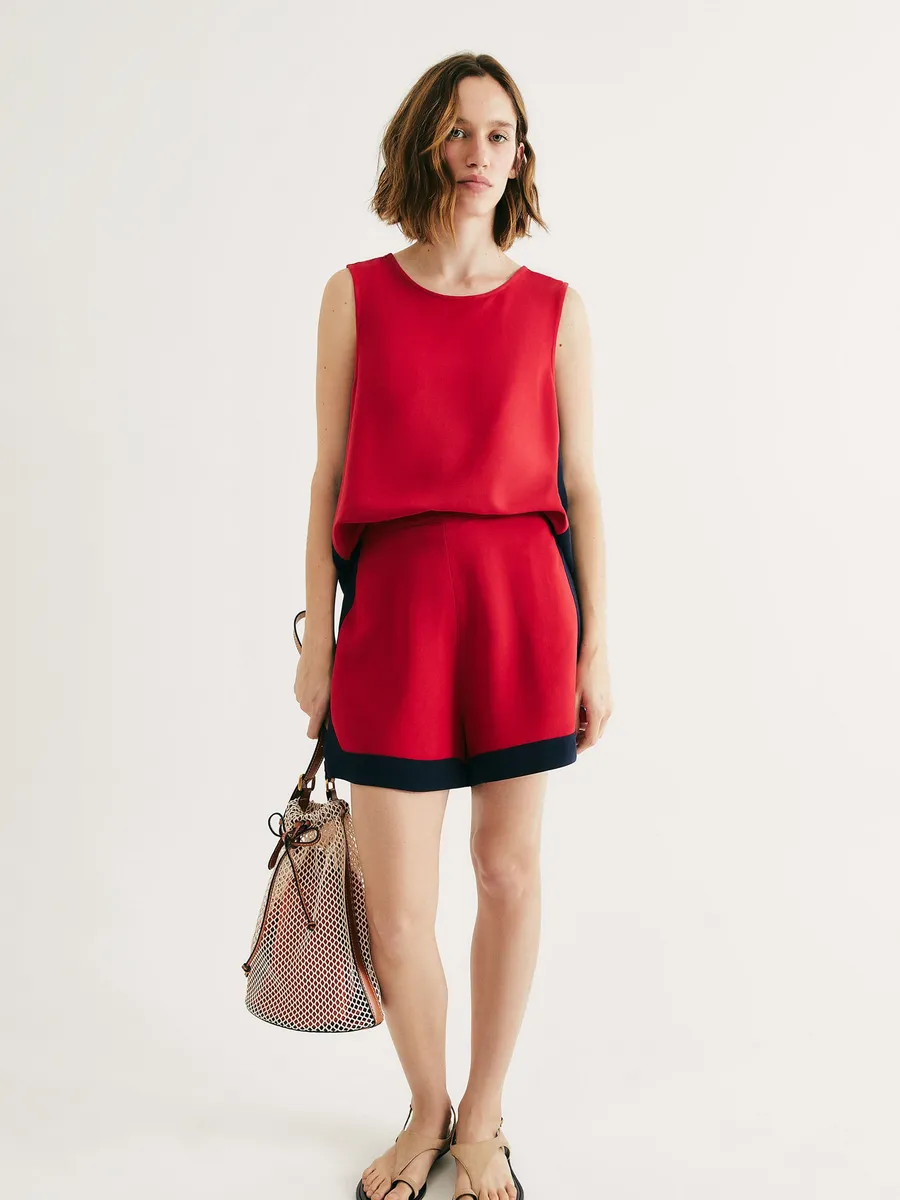 Hering Adulto, Shorts Feminino Evasê Em Viscolinho - Vermelho