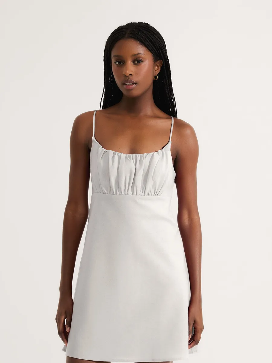 Hering Adulto, Vestido Curto Com Franzido No Busto - Off white