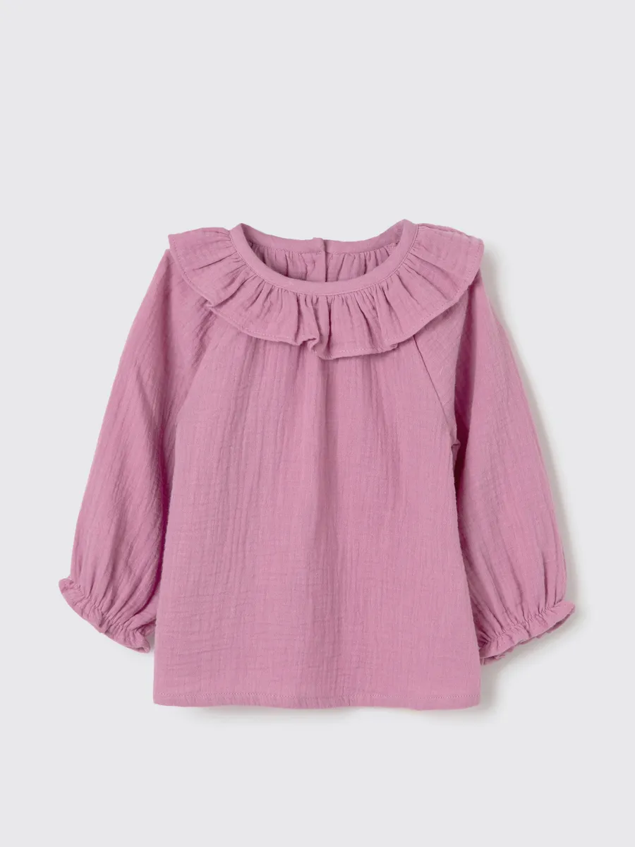 Hering Kids, Blusa Bata Bebê Menina Manga Longa Com Babado - Roxo