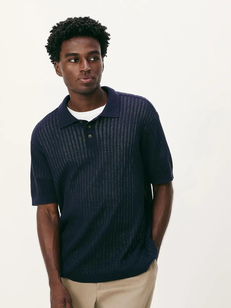 Hering Adulto, Camisa Polo Masculina Em Tricô Texturizado - Azul