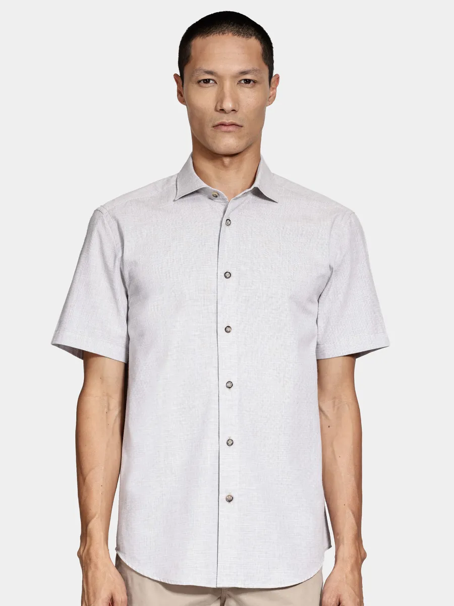 Aramis, Camisa Manga Curta Slim Algodão Flame Soft Areia