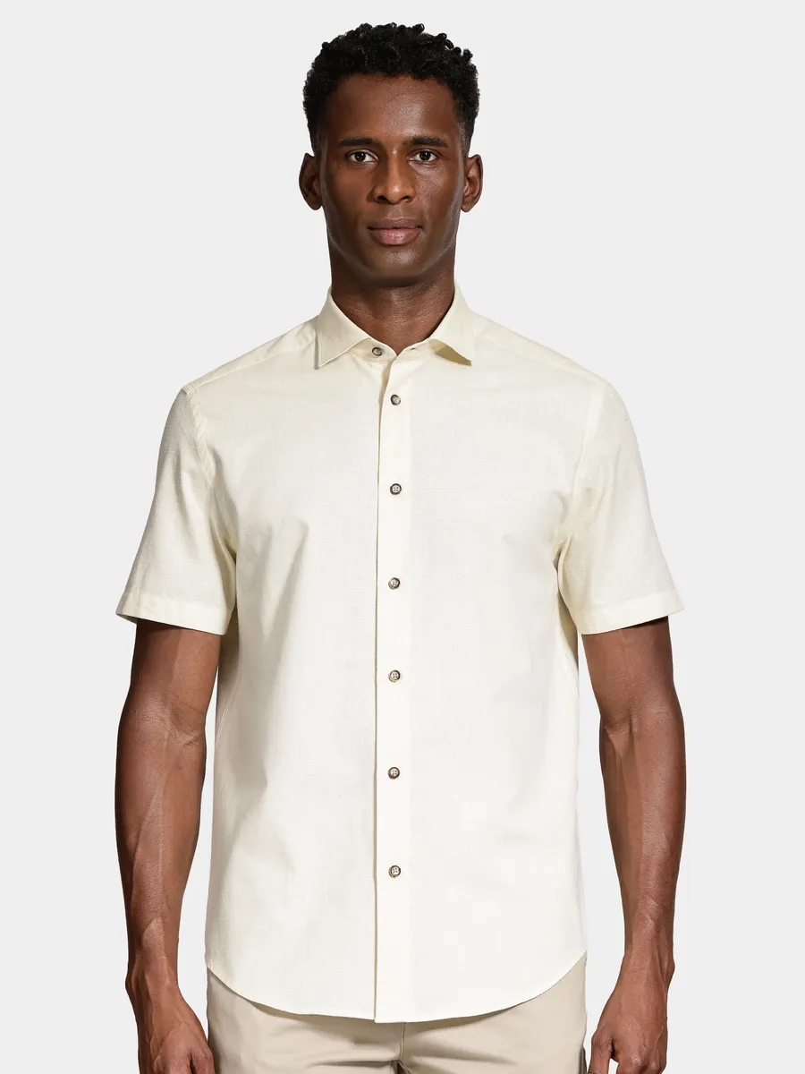 Aramis, Camisa Manga Curta Slim Algodão Flame Soft Amarelo