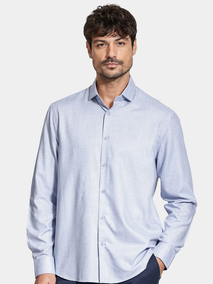 Aramis, Camisa Manga Longa Regular Melange Azul Escuro