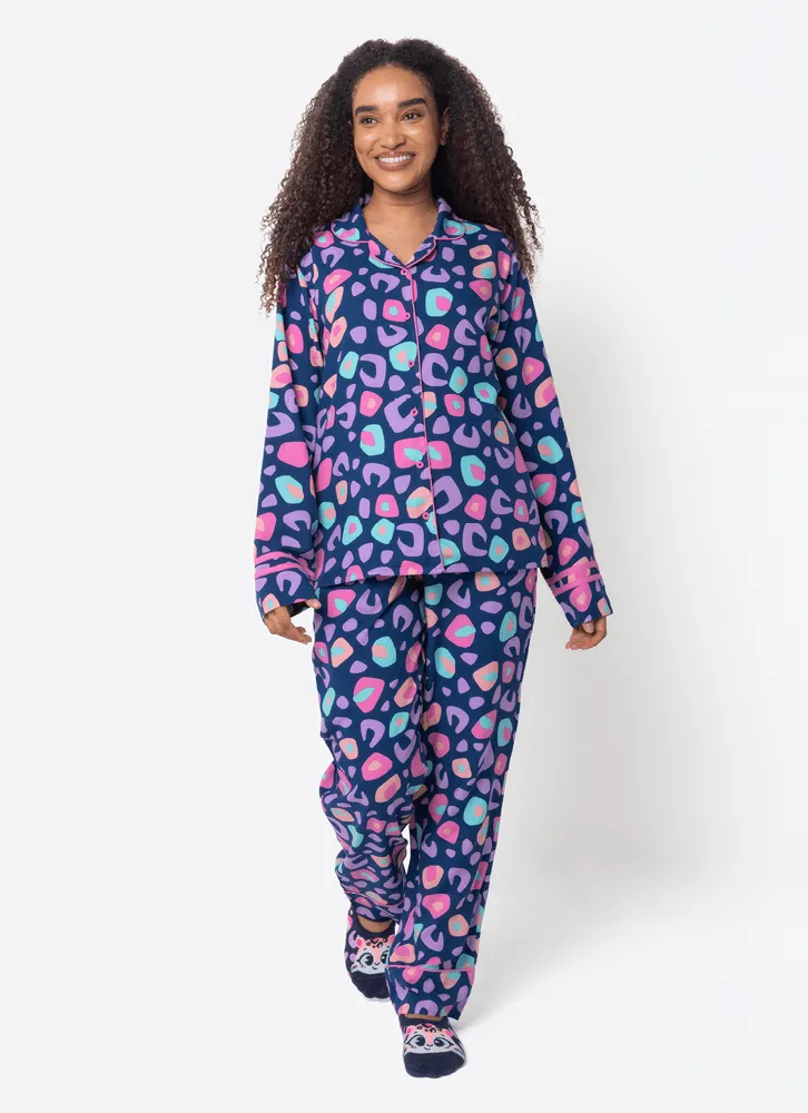 Puket, Pijama Manga Longa Viscose Feminino Onça