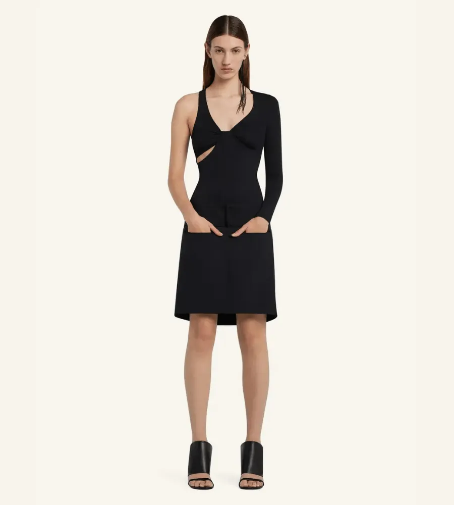 Courrèges, Saia Mini Oblique Draped Polywool Courrèges