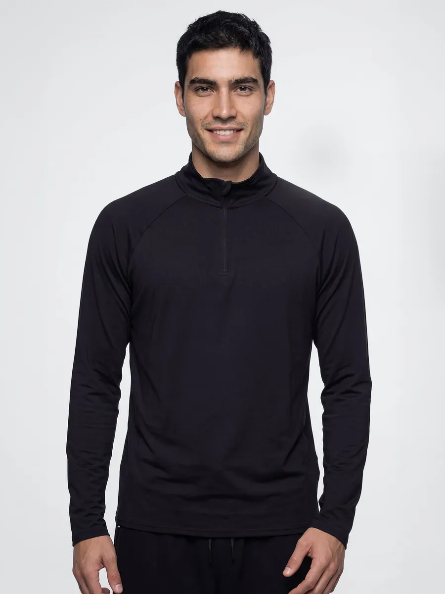 Hering Sports, Camiseta Esportiva Masculina Manga Longa Gola Alta - Preto