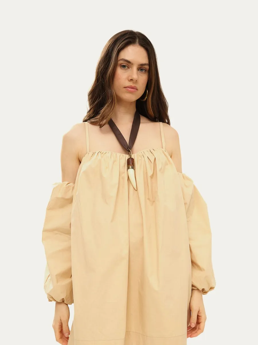 Framed, Vestido Mini Fabrille Framed - BEGE