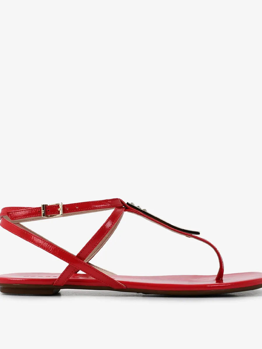 Jorge Bischoff, Sandália Flat Vermelho Couro Verniz