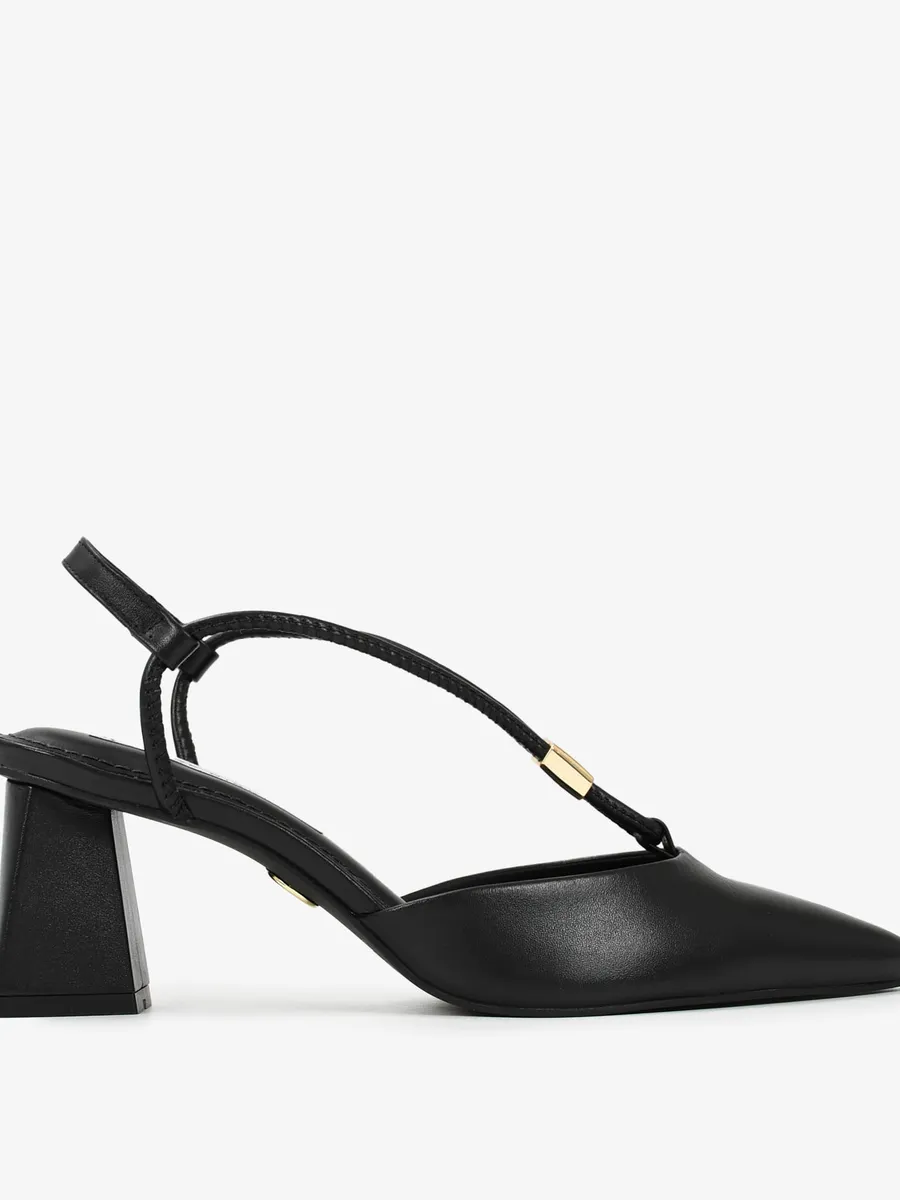 Jorge Bischoff, Slingback Salto Bloco Preto Couro