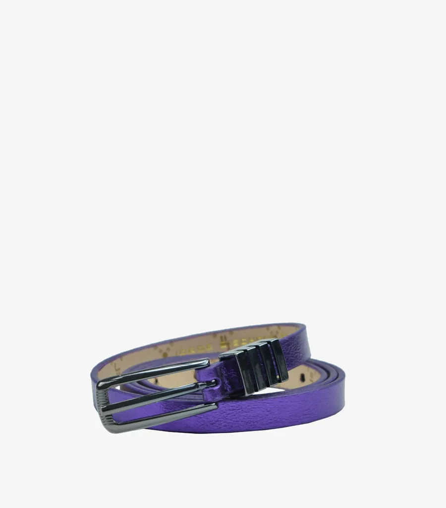 Jorge Bischoff, Cinto Fivela Roxo Metalizado Monograma Jb Couro