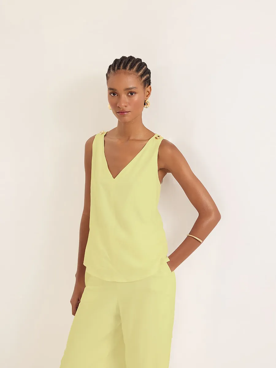 Lucidez, Blusa linho leve botões verde cana