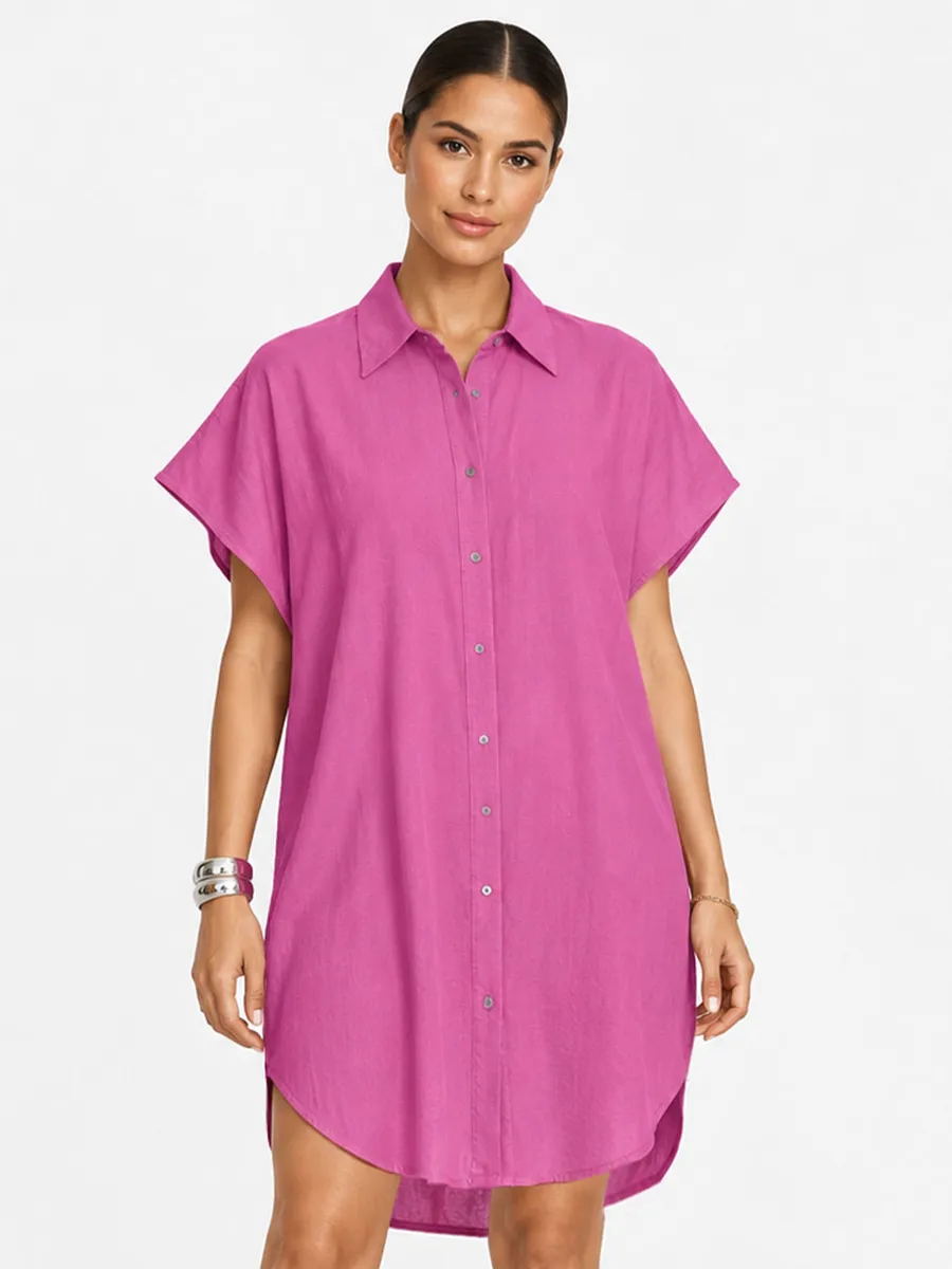 Rovitex, Vestido Chemise Feminino Com Gola Endless Rosa
