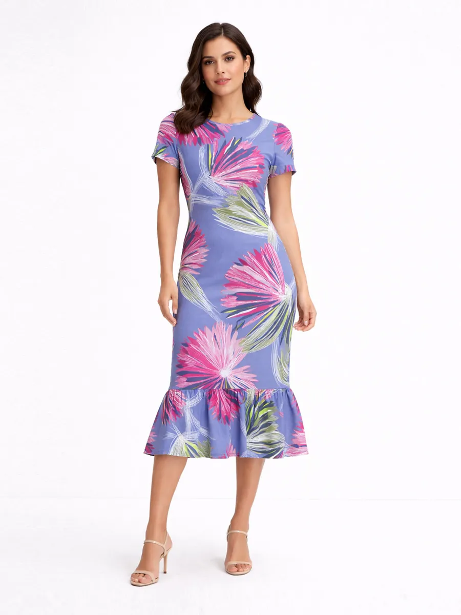 Rovitex, Vestido Feminino Midi Slim Em Suplex Select Azul
