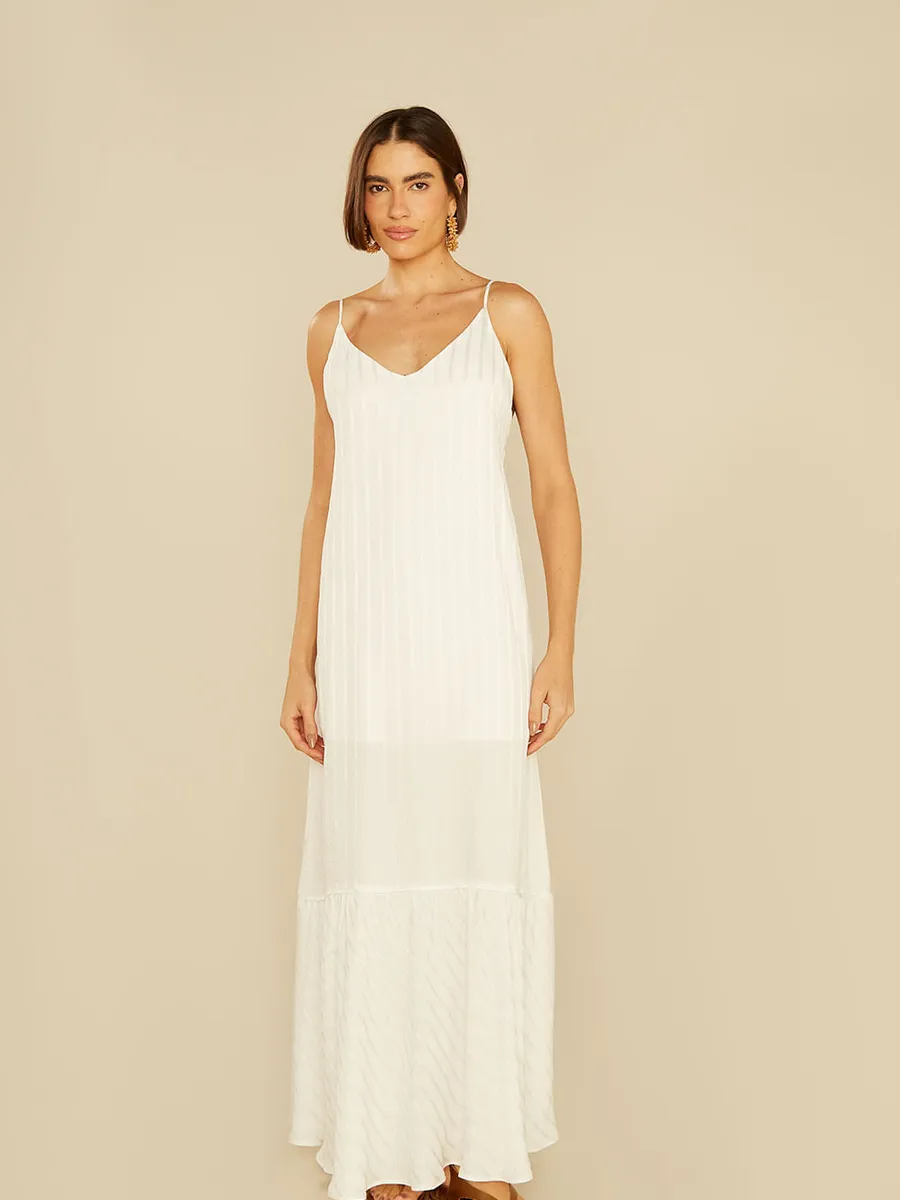Oh,Boy, Vestido Longo Acetinado - Off White