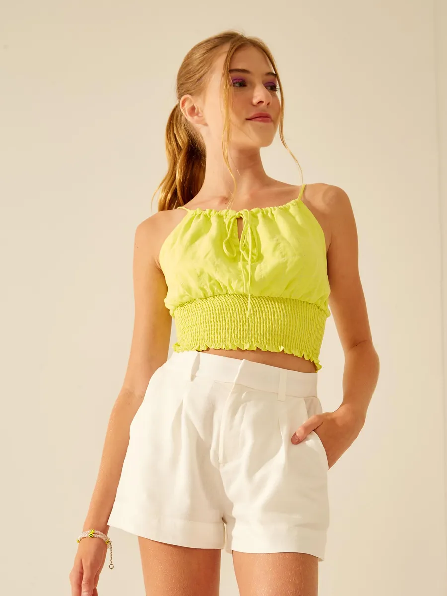 Yoboh, Blusa Metalizado Lastex - Amarelo Manha