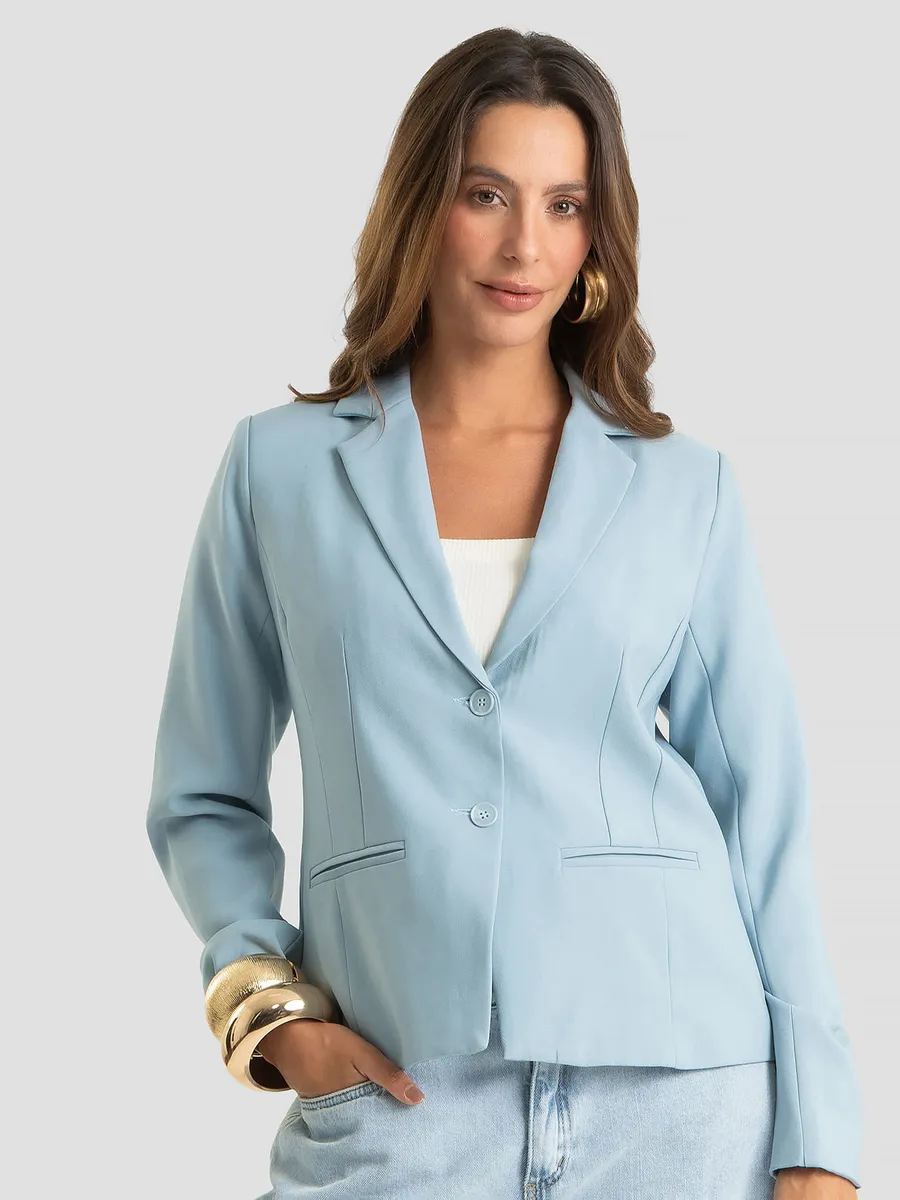 Rovitex, Blazer Feminino Em Alfaiataria Forrado Endless Azul