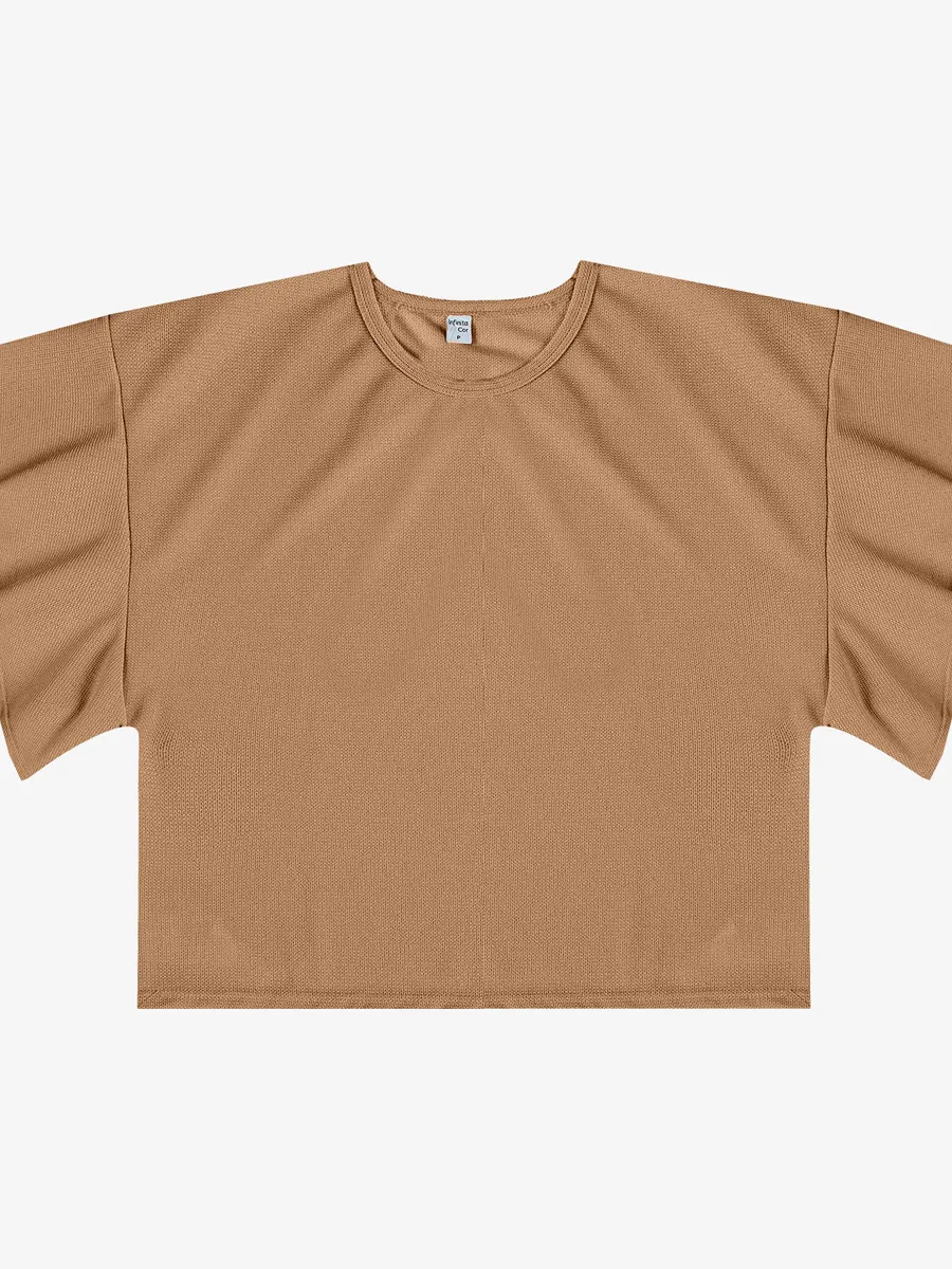 Rovitex, Blusa Feminina Com Manga Franzida Infinita Cor Bege