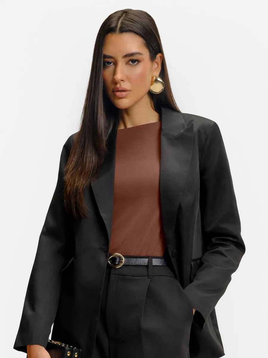 Rovitex, Blazer Feminino Em  Alfaiataria Endless Preto