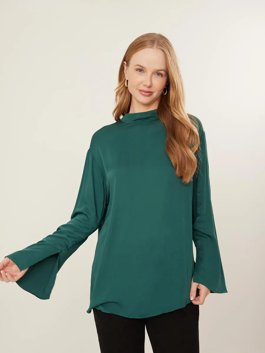 Lez A Lez, Blusa Alongada De Mangas Com Gola Alta E Amarração